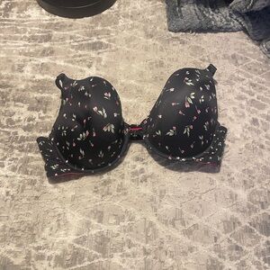 Floral Black Bra